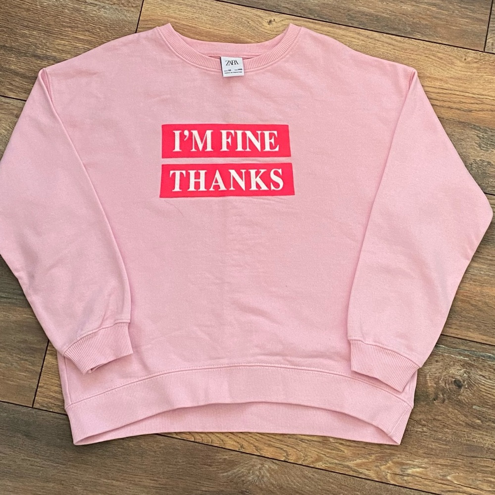 Zara girls pink sweatshirt size 10. EUC